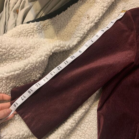 J. Jill Burgundy Faux-Velvet Pocketed High-Neck Jacket Sz L - Picture 14 of 14